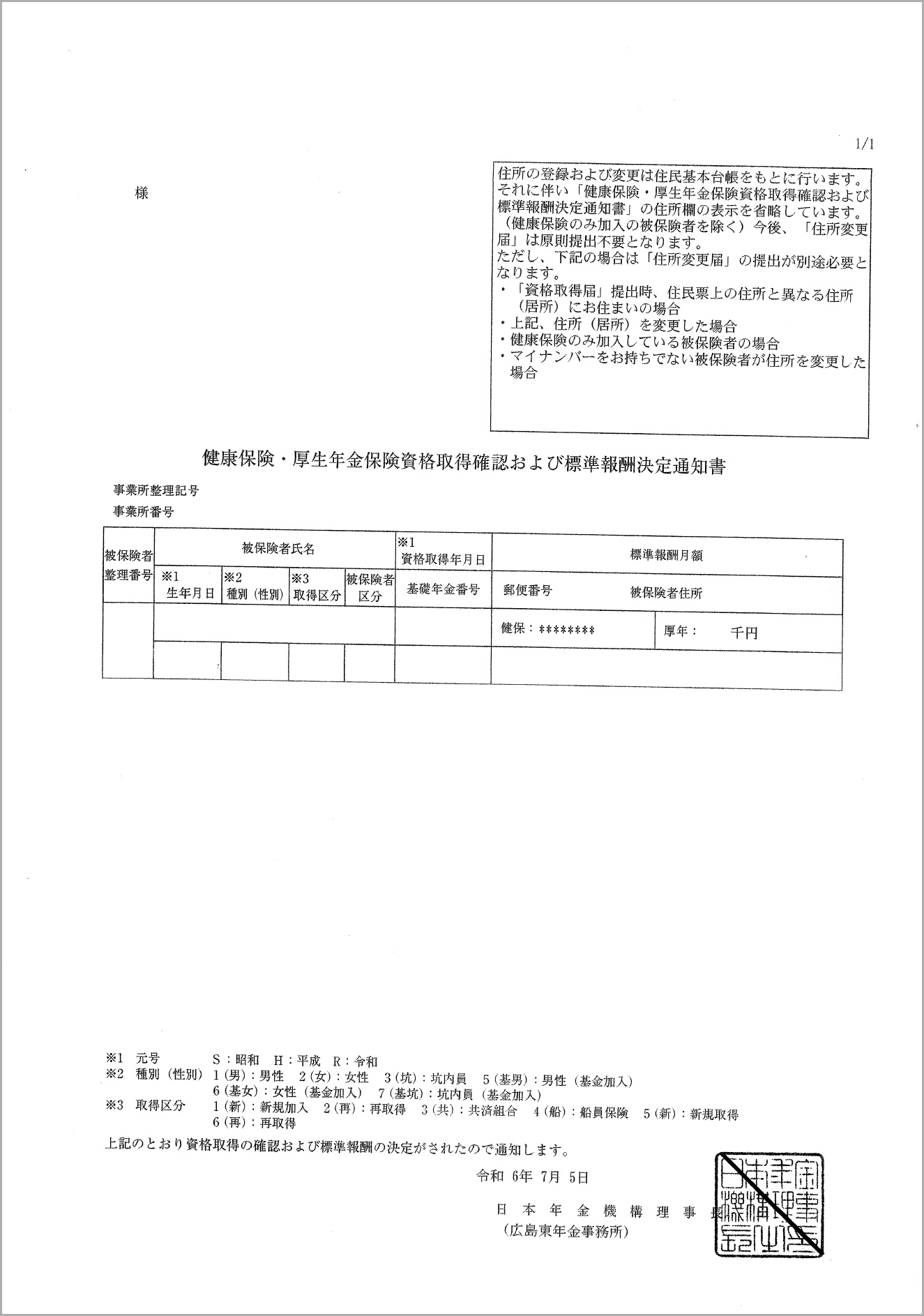 ②健康保険・厚生年金保険被保険者資格取得確認及び標準報酬決定通知書